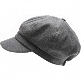 Newsboy Caps Women's Classic Visor Baker boy Cap Newsboy Cabbie Winter Cozy Hat with Comfort Elastic Back - Solid Charcoal - ...