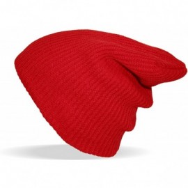 Skullies & Beanies Slouchy Solid Color Beanie - Red - CL11Q3AU0CZ $13.80