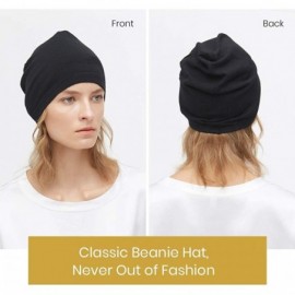 Skullies & Beanies 100% Silk Knitted Slouchy Beanie Breathable Thin Women Men Stretch Skull Cap Soft Comfortable - Cream - CN...