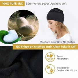 Skullies & Beanies 100% Silk Knitted Slouchy Beanie Breathable Thin Women Men Stretch Skull Cap Soft Comfortable - Cream - CN...