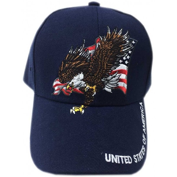 Baseball Caps Patriotic 3 D Embroidered United States of America Design Flag Cap Hat - Navy - CM17YD7SK4O $13.19