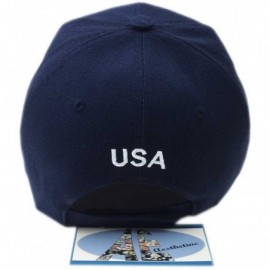 Baseball Caps Patriotic 3 D Embroidered United States of America Design Flag Cap Hat - Navy - CM17YD7SK4O $13.19