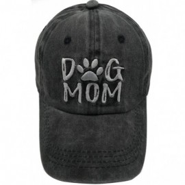 Baseball Caps Denim Fabric Adjustable Dog Mom Hat Fashion Distressed Baseball Cap for Women - Embroidered Ponytail Black - CG...