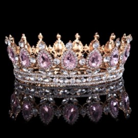 Headbands Elegant Crystal Bridal Princess Crown Classic Gold Queen Tiaras-gold white - gold white - CD18WR8N6RY $34.09
