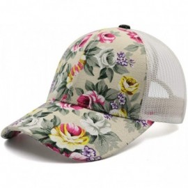 Baseball Caps Ponytail High Buns Ponycaps Baseball Adjustable - Mesh Flower Pattern Beige - C318RGYCKI3 $15.21