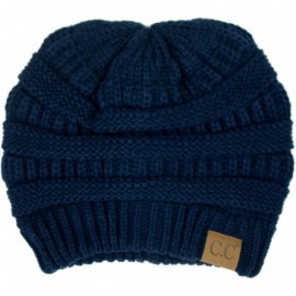 Skullies & Beanies Soft Stretch Chunky Cable Knit Slouchy Beanie Hat - Navy - CL12ODAM31T $8.94