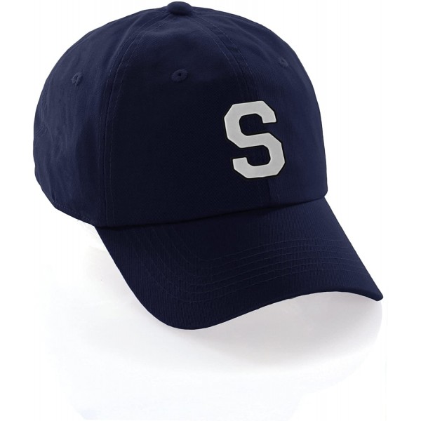 Baseball Caps Customized Letter Intial Baseball Hat A to Z Team Colors- Navy Cap Black White - Letter S - CC18ET7HGOO $12.95