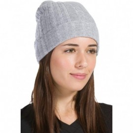 Skullies & Beanies Women's 100% Pure Cashmere Cable Knit Hat Super Soft Cuffed - Gray - C311H5DVSV7 $29.76