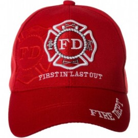 Baseball Caps Fire Department First in Last Out Cap - Firefighter Gift -100% Cotton Embroidered Hat - Red - CH12NYA6H2T $21.68