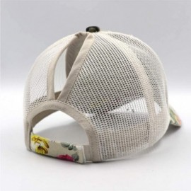 Baseball Caps Ponytail High Buns Ponycaps Baseball Adjustable - Mesh Flower Pattern Beige - C318RGYCKI3 $15.21