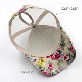 Baseball Caps Ponytail High Buns Ponycaps Baseball Adjustable - Mesh Flower Pattern Beige - C318RGYCKI3 $15.21