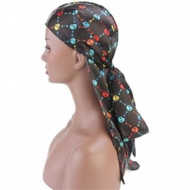 Skullies & Beanies Print Silky Durags Turban Silk Du Rag Waves Caps Headwear Do Doo Rag for Women Men - Tjm-05k-4 - CZ197UWID...