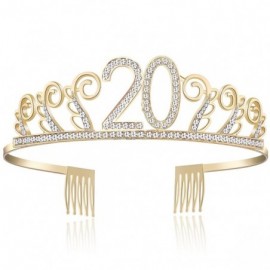 Headbands Birthday Rhinestone Princess Silver 21st - Gold-20th - CB18CYQ6IAK $12.13