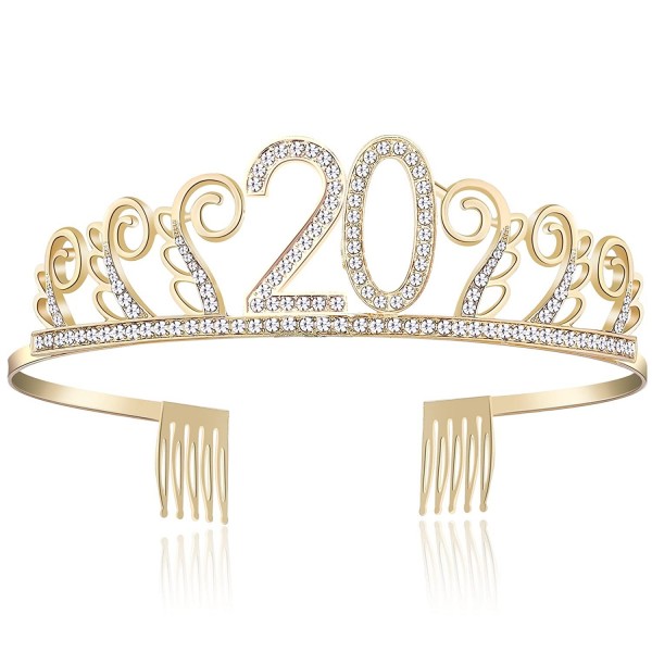 Headbands Birthday Rhinestone Princess Silver 21st - Gold-20th - CB18CYQ6IAK $12.13