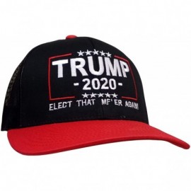 Baseball Caps Political Elect That MF'ER Again Trump 2020 Embroidered Trucker Mesh Snapback Hat - Red & Black/Black Mesh - CY...