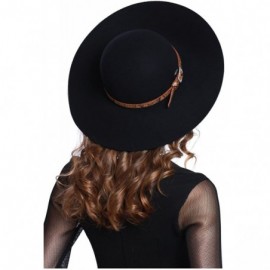 Fedoras Women's Wide Brim 100% Wool Snakeskin Band Floppy Hat - Black - CT12MXX3CE3 $29.54