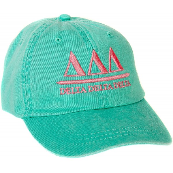 Skullies & Beanies Delta Delta Delta (B) Sorority Embroidered Baseball Hat Cap Cursive Name Font Tri Delta - Seafoam - C518DO...