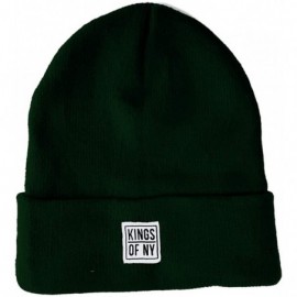 Skullies & Beanies Mini Logo Cuffed Knit Winter Beanie Hat - for Men and Women - Forest Green - C618KMZIRUZ $12.71