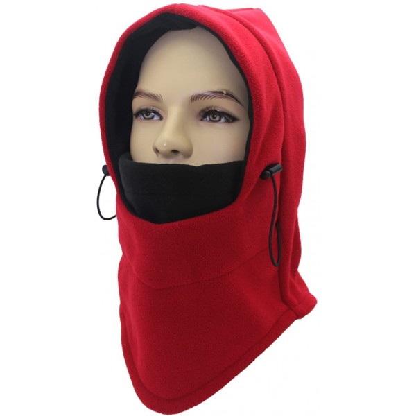 Balaclavas Balaclava Face Ski Mask - Motorcycle Fleece Hood/Neck Warmers/Hat Mens Womens - Red Black - CY187NX3NOQ $10.36