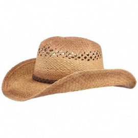 Baseball Caps Western Caramel Raffia Shapeable Straw Hat - CS183LG0UWY $41.16