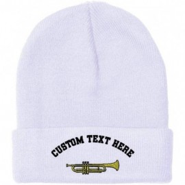 Skullies & Beanies Custom Beanie for Men & Women Trumpet Music B Embroidery Acrylic Skull Cap Hat - White - CI18ZS3LH3G $15.22