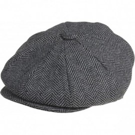 Newsboy Caps Men's 8 Piece 'Newsboy' Style Flat Cap Wool - Grey Herringbone - C11853K2NOY $79.25
