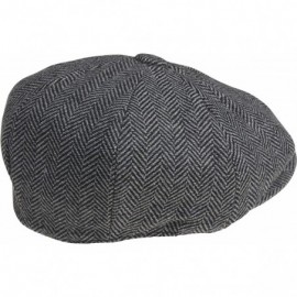 Newsboy Caps Men's 8 Piece 'Newsboy' Style Flat Cap Wool - Grey Herringbone - C11853K2NOY $41.85