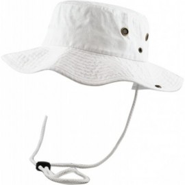 Sun Hats 100% Cotton Stone-Washed Safari Wide Brim Foldable Double-Sided Sun Boonie Bucket Hat - White - CM12EDOTLPZ $10.54