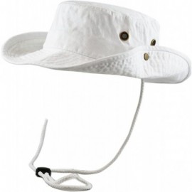 Sun Hats 100% Cotton Stone-Washed Safari Wide Brim Foldable Double-Sided Sun Boonie Bucket Hat - White - CM12EDOTLPZ $10.54