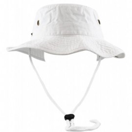 Sun Hats 100% Cotton Stone-Washed Safari Wide Brim Foldable Double-Sided Sun Boonie Bucket Hat - White - CM12EDOTLPZ $10.54
