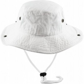 Sun Hats 100% Cotton Stone-Washed Safari Wide Brim Foldable Double-Sided Sun Boonie Bucket Hat - White - CM12EDOTLPZ $10.54