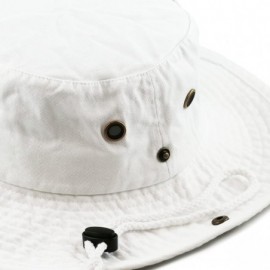 Sun Hats 100% Cotton Stone-Washed Safari Wide Brim Foldable Double-Sided Sun Boonie Bucket Hat - White - CM12EDOTLPZ $10.54