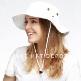 Sun Hats 100% Cotton Stone-Washed Safari Wide Brim Foldable Double-Sided Sun Boonie Bucket Hat - White - CM12EDOTLPZ $10.54