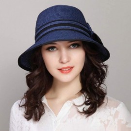 Sun Hats Fashion Classic Womens Foldable Sun Beach Straw Hats Accessories - 01blue - C2196IKLRYM $14.45