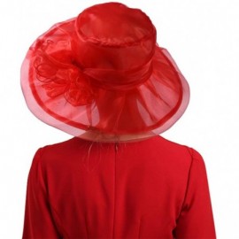 Sun Hats Women's Organza Kentucky Derby Church Fascinator Hat Wide Brim Summer Sun Hat for Bridal Tea Party Wedding - CT18TMX...