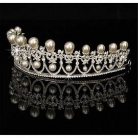Headbands Luxury Silver Bridal Tiaras Pearls Rhinestone Crystal Wedding Crown(A1073) - CI185L4557T $40.97