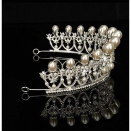 Headbands Luxury Silver Bridal Tiaras Pearls Rhinestone Crystal Wedding Crown(A1073) - CI185L4557T $40.97