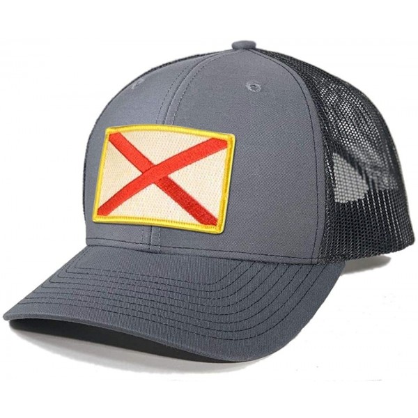 Baseball Caps Men's Alabama Flag Patch Trucker Hat - Charcoal/Black - CJ12O62A9M4 $23.78