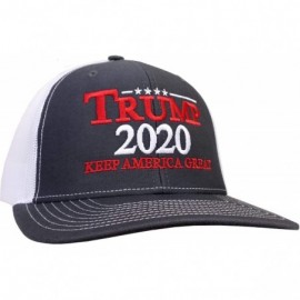 Baseball Caps Political Trump 2020 Keep America Great Embroidered Meshback Trucker Hat - Charcoal- White Mesh - C218RC5GEDS $...