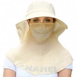 Bucket Hats Adjustable Outdoor Protection Foldable Ponytail - Beige - CW197WZRAYM $28.59
