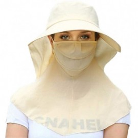 Bucket Hats Adjustable Outdoor Protection Foldable Ponytail - Beige - CW197WZRAYM $12.25