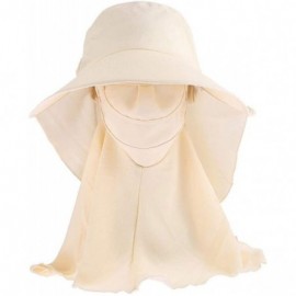 Bucket Hats Adjustable Outdoor Protection Foldable Ponytail - Beige - CW197WZRAYM $12.25