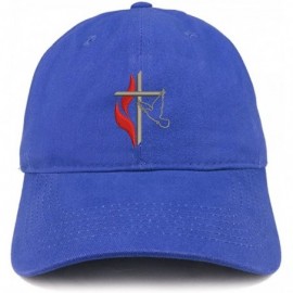 Baseball Caps Methodist Cross and Dove Embroidered Brushed Cotton Dad Hat Ball Cap - Royal - CM180D9O9XM $33.40