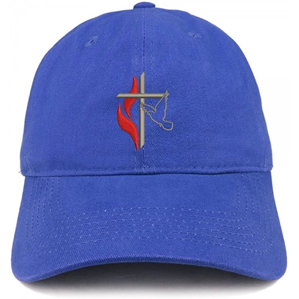 Baseball Caps Methodist Cross and Dove Embroidered Brushed Cotton Dad Hat Ball Cap - Royal - CM180D9O9XM $18.96