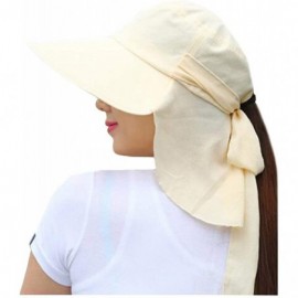 Bucket Hats Adjustable Outdoor Protection Foldable Ponytail - Beige - CW197WZRAYM $12.25