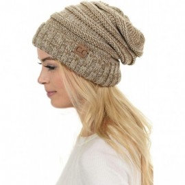 Skullies & Beanies Hat-100 Oversized Baggy Slouch Thick Warm Cap Hat Skully Cable Knit Beanie - Taupe Mix - C918XHKGCAD $7.43