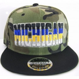 Baseball Caps Michigan 4-Color Script Men's Adjustable Snapback Baseball Caps - Camouflage/Black - C117YGN2RET $13.46
