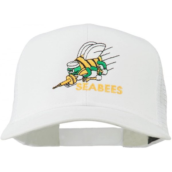 Baseball Caps Navy Seabees Symbol Embroidered Twill Mesh Cap - White - C811QLMNDIJ $22.85