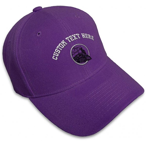 Baseball Caps Custom Baseball Cap Train Embroidery Dad Hats for Men & Women Strap Closure 1 Size - Purple - C018Y4Z5L3G $12.36