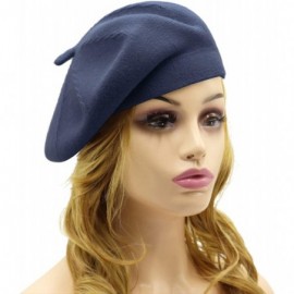 Berets French Beret Hat-Reversible Solid Color Cashmere Beret Cap for Womens Girls Lady Adults - Denim Blue1 - CZ192A7YHXN $1...